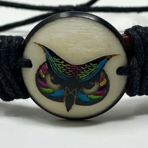 VEGAN Leather Tagua Nut OWL Bracelet